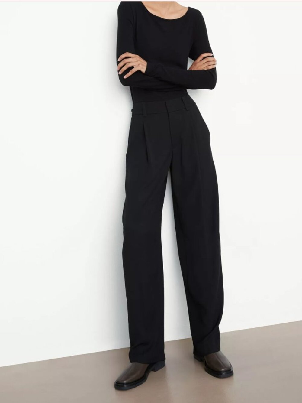 Vince Black Wide Leg Trouser Pants Viscose Blend Zip Size 10